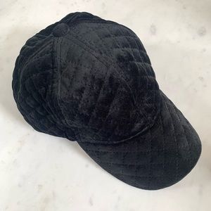 Quilted Black Velvet Woman’s Baseball Cap- One Size Fits All.